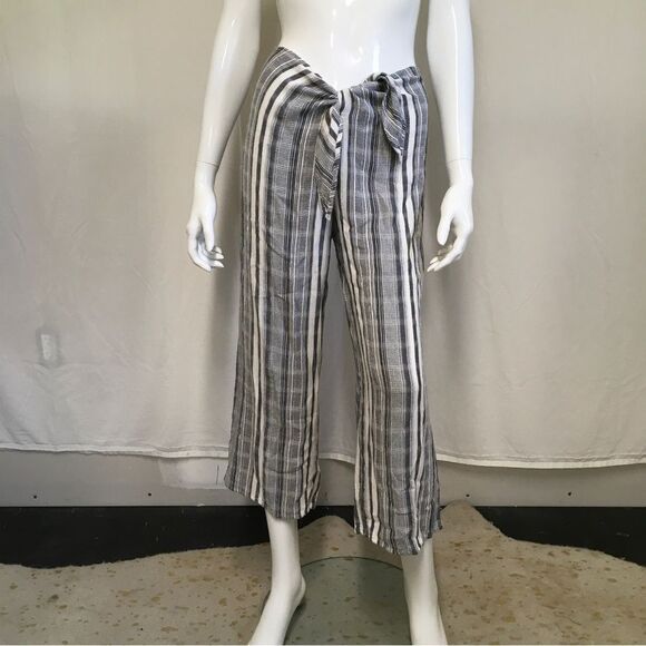 L Space Revolve Striped Wide Leg Cropped Tie Waist Lana Pant Cover Up Gray SP - Picture 5 of 14
